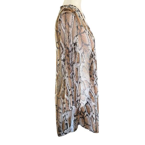 Jordan Taylor Animal Print Sheer Tunic Small 3/4 Sleeve Snake Mobwife Sexy - Picture 5 of 11
